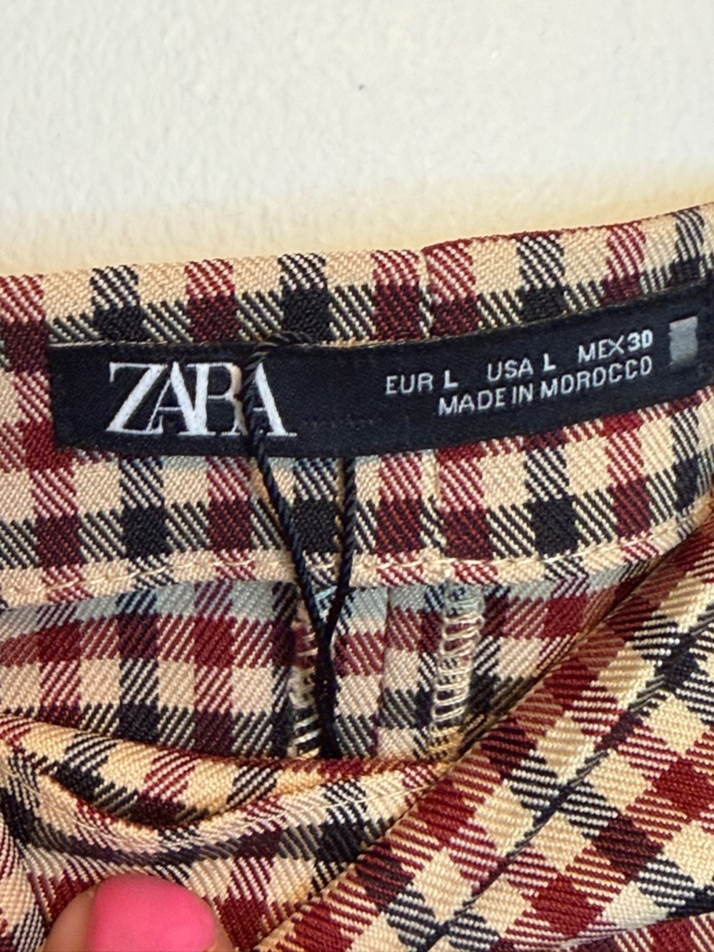 Zara Red, Black and Cream Gingham Mini Dress - Picture 6 of 8